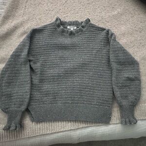 Madewell Gray Crew Neck Sweater with Ribbed Texture